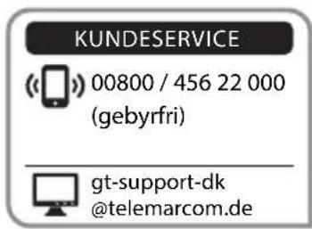 KUNDESERVICE 00800 / 456 22 000 (gebyrfri) gt-support-dk @telemarcom.de