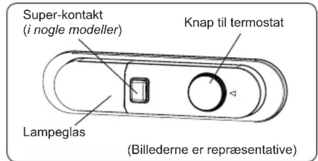 Super-kontakt (i nogle modeller) Knap til termostat Lampeglas (Billederne er repræsentative)
