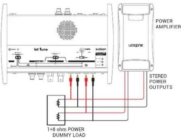 bit Tune audion POWER AMPLIFIER uospone STEREO POWER OUTPUTS 1÷8 ohm POWER DUMMY LOAD