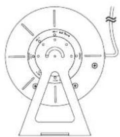Technical diagram of a circular mechanical component with labeled parts and directional arrows
