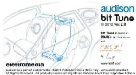audison bit Tune © 2012 ver. 2.0 bit Tune is based on NUKE NLI Tech Kand and PERCEPT EXTRADE INCOME by LIF www.leaff.com elettromedia audison is a part of elettromedia - 62018 Potenza Piceena (MC) Italy - www.slettromedia.it All Rights Reserved - All products names are registered trademarks of their respective holders