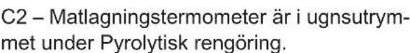 C2 – Matlagningstermometer är i ugnsutrymmet under Pyrolytisk rengöring.