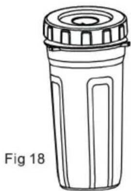 Line drawing of a cylindrical object with a lid, labeled Fig 18 (no text or symbols on the object itself)