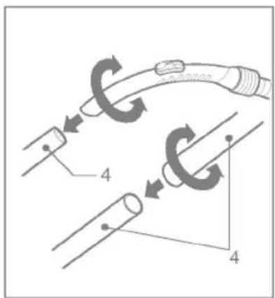 Diagram illustrating cable winding and cable connection with numbered components and directional arrows indicating motion.
