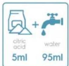 citric acid + water 5ml 95ml