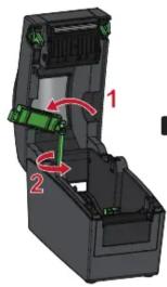 Diagram of a mechanical device with labeled parts and directional arrows indicating movement or assembly.