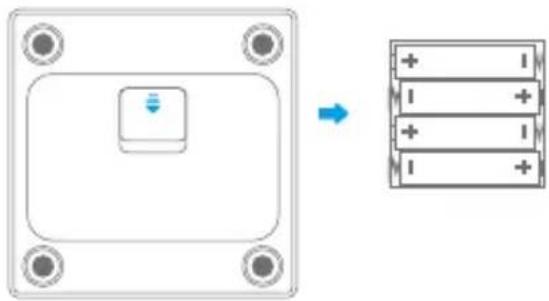 Diagram showing a battery component with a small indicator and its corresponding charge distribution diagram.