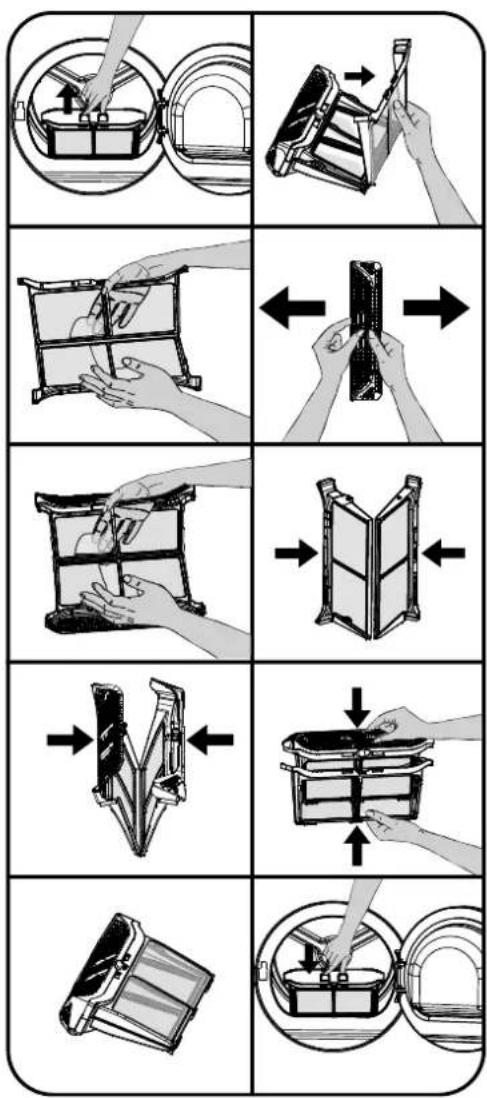 Diagram illustrating a mechanical assembly process with labeled steps and directional arrows indicating movement.