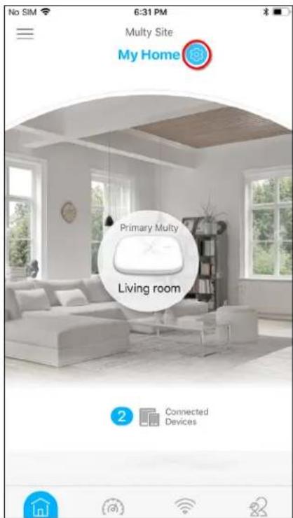 No SIM 6:31 PM Multy Site My Home Primary Multy Living room 2 Connected Devices