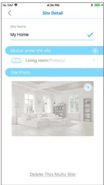 Site Detail Site Name My Home Multys under the site Living room(Primary) Site Photo Delete This Multy Site