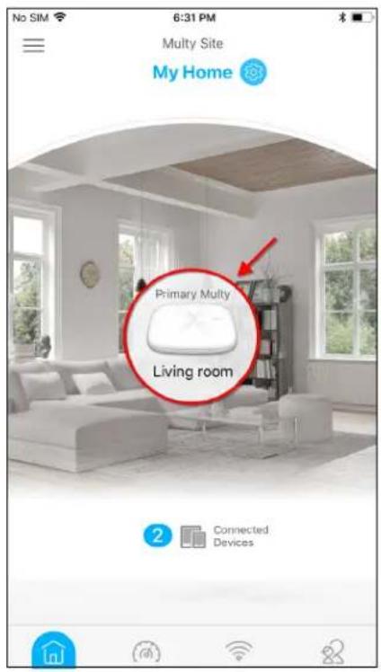 No SIM 6:31 PM Multy Site My Home Primary Multy Living room Connected Devices