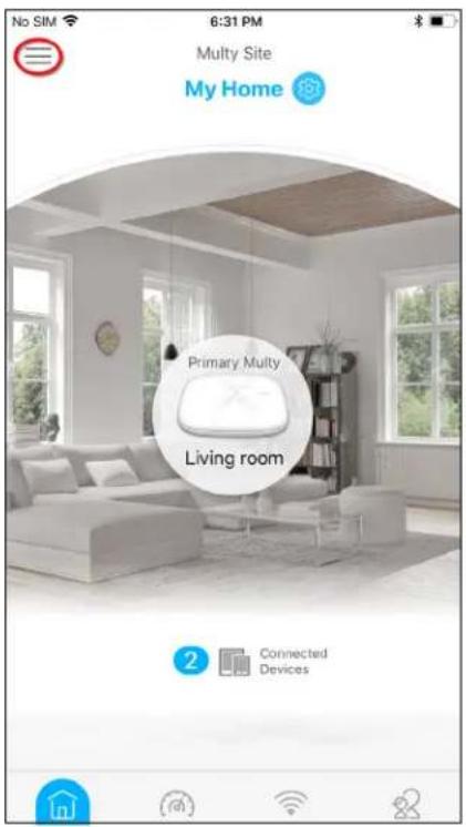 No SIM 6:31 PM Multy Site My Home Primary Multy Living room Connected Devices