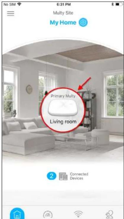 No SIM 6:31 PM Multy Site My Home Primary Multy Living room 2 Connected Devices
