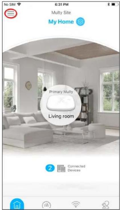 No SIM 6:31 PM Multy Site My Home Primary Multy Living room 2 Connected Devices