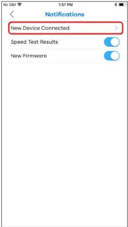 No SIM 1:57 PM Notifications New Device Connected > Speed Test Results New Firmware