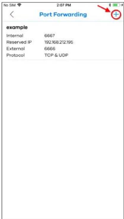 No SIM 2:07 PM < Port Forwarding + example Internal 6667 Reserved IP 192.168.212.195 External 6666 Protocol TCP & UDP