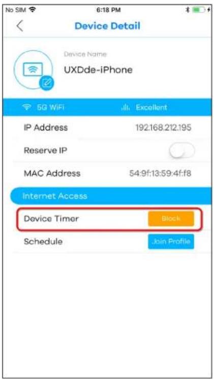 Device Detail Device Name UXDde-iPhone 5G WiFi Excellent IP Address 192.168.212.195 Reserve IP MAC Address 54:9f:13:59:4f:f8 Internet Access Device Timer Block Schedule Join Profile