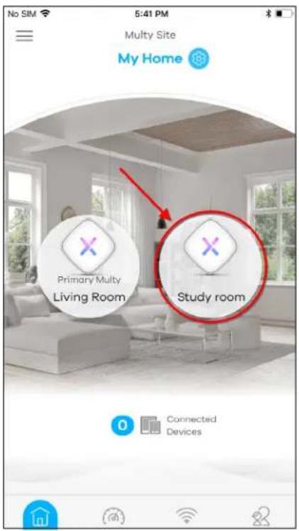 No SIM 5:41 PM Multy Site My Home Primary Multy Living Room Study room Connected Devices