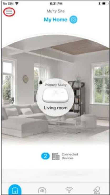 No SIM 6:31 PM Multy Site My Home Primary Multy Living room Connected Devices