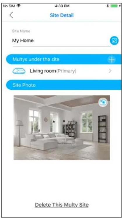 Site Detail Site Name My Home Multys under the site Living room(Primary) Site Photo Delete This Multy Site