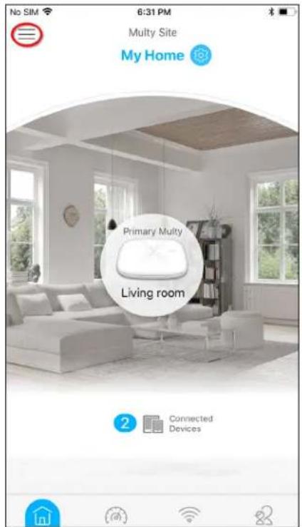 No SIM 6:31 PM Multy Site My Home Primary Multy Living room 2 Connected Devices