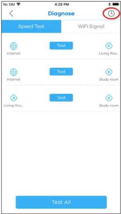 Diagnose Speed Test WiFi Signal Internet Test Living Roo... Internet Test Study room Living Roo... Test Study room Test All