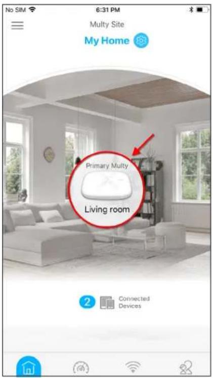 No SIM 6:31 PM Multy Site My Home Primary Multy Living room Connected Devices