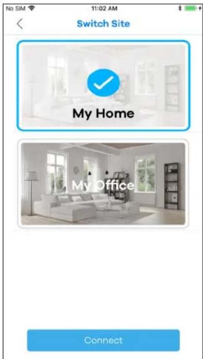 No SIM 11:02 AM Switch Site My Home My Office Connect