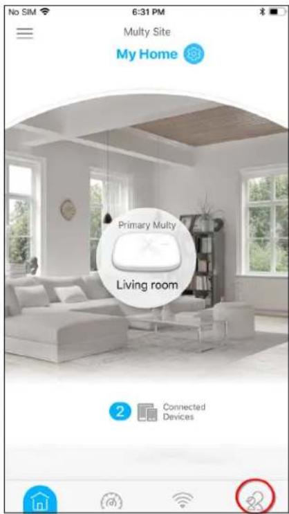 No SIM 6:31 PM Multy Site My Home Primary Multy Living room 2 Connected Devices