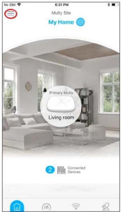 No SIM 6:31 PM Multy Site My Home Primary Multy Living room Connected Devices