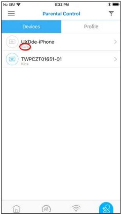 No SIM 6:32 PM Parental Control Devices Profile UXDde-iPhone TWPCZT01651-01 Kids