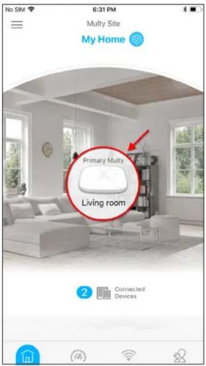 No SIM 6:31 PM Multy Site My Home Primary Multy Living room Connected Devices