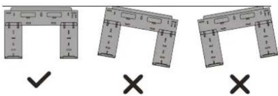 Diagram showing three identical 3D object configurations with check and cross symbols indicating selection or validation status.