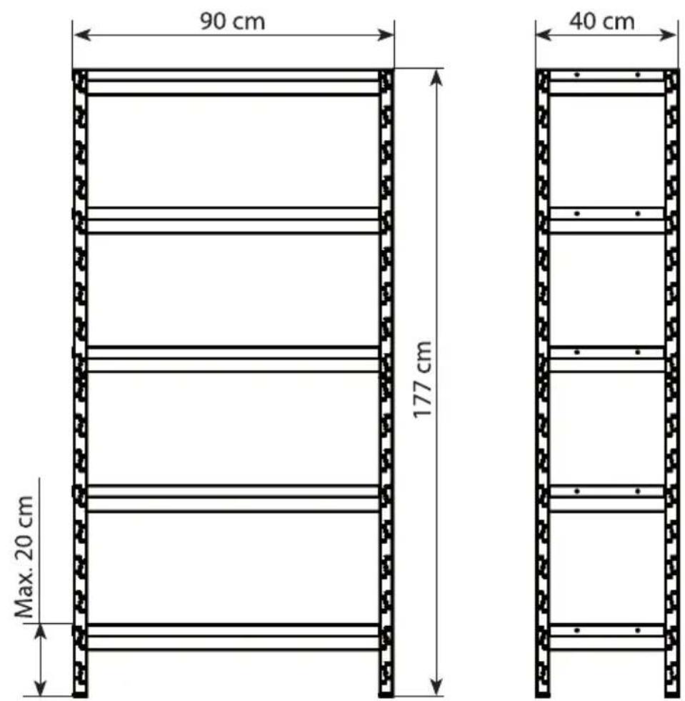 90 cm 177 cm 40 cm Max. 20 cm
