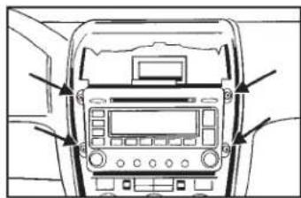 Diagram of a car dashboard with labeled control panels and directional arrows indicating navigation or movement.