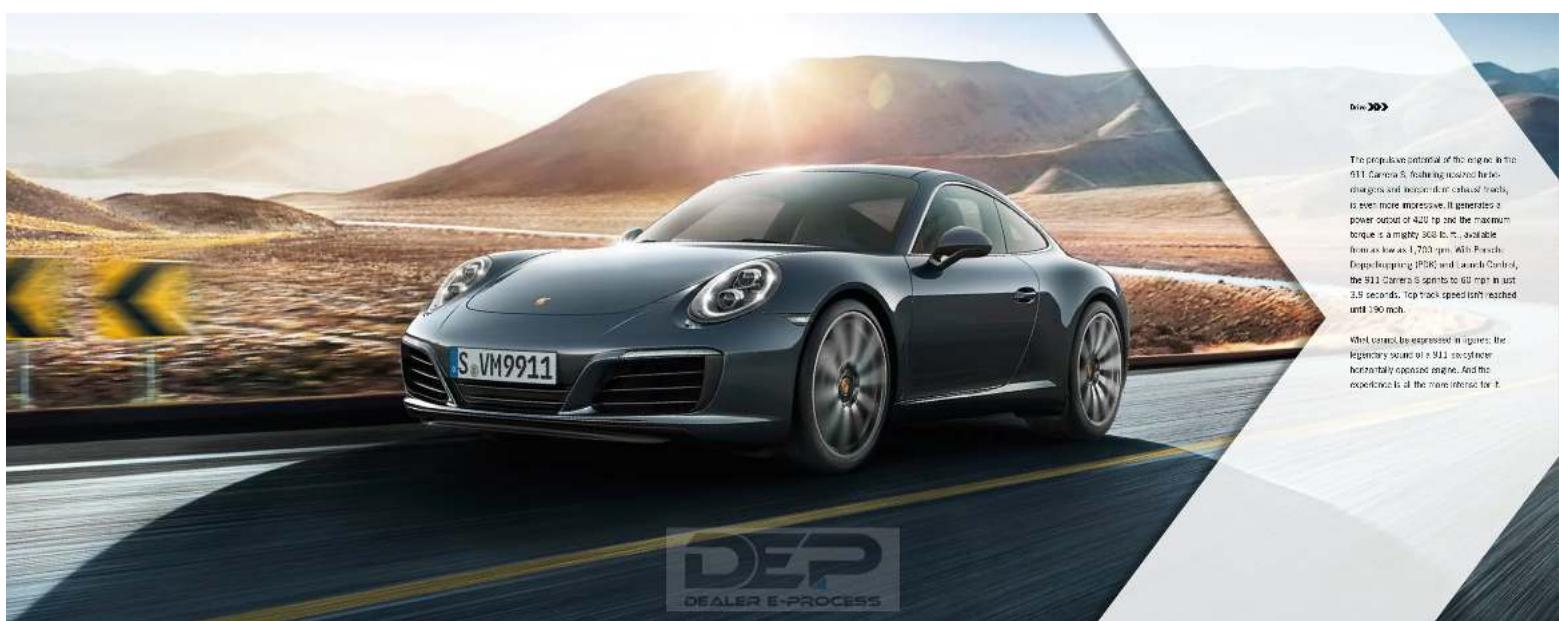 S VM9911 DEP DEALER E-PROCESS Die >>> The progressive optional of the engine in the 911 Camera S, featuring rear-end fuel-changers and sensoric exhaust tracks, is even more impressive. It generates a power output of 420 hp and the maximum torque is a mighty 368 ft., available from as low as 1,703 rpm. At's Porsche, Dopp-Happring (PDK) and Lamb Control, the 911 Camera S spends to 60 min in just 3.5 seconds. Top track speed isn't reached until 190 mph. Wind control has expressed in figures: the legendary seat of a 911 scooter, domestically operated engine. And the experience is at the more intense for it.