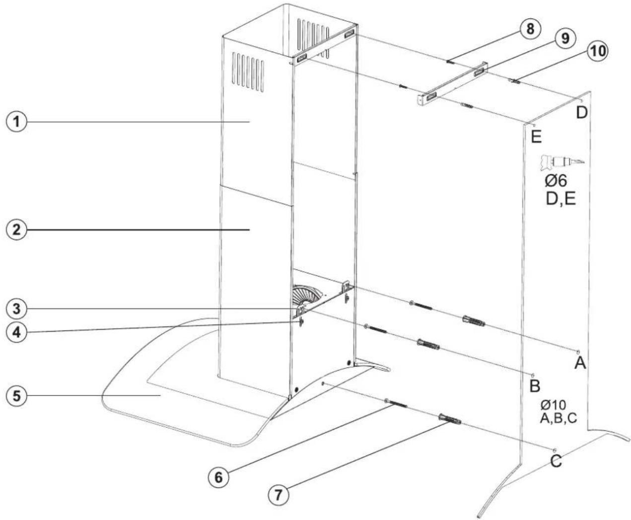 SILVERLINE OR3159 - Montering af skorsten - 1