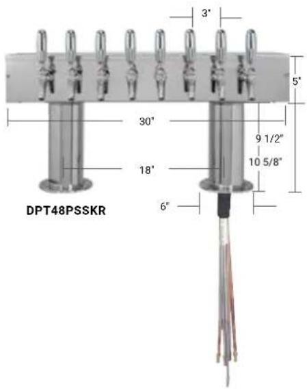 DPT48PSSKR 3° 5° 30° 9 1/2" 18° 10 5/8" 6"
