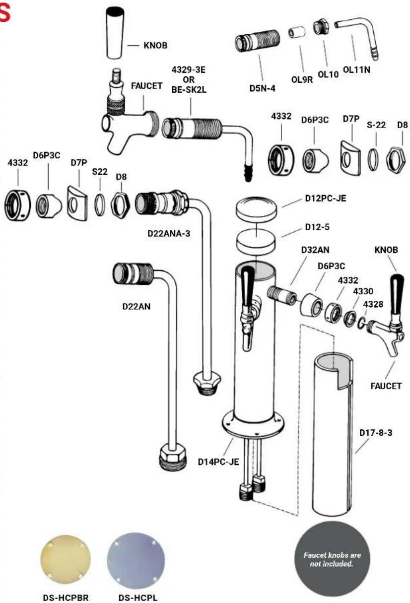KNOB FAUCET 4329-3E OR BE-SK2L D5N-4 OL9R OL10 OL11N 4332 D6P3C D7P S22 D8 D22ANA-3 D12PC-JE D12-5 D32AN KNOB D6P3C 4332 4330 4328 FAUCET D14PC-JE D17-8-3 DS-HCPBR DS-HCPL Faucet knobs are not included.