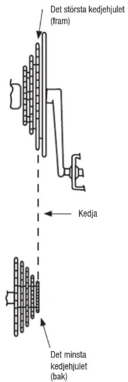 Det största kedjehjulet (fram) Kedja Det minsta kedjehjulet (bak)