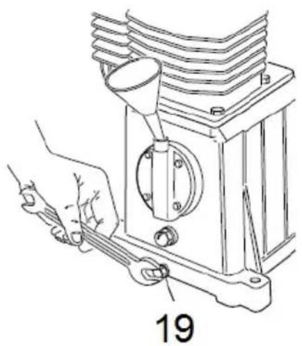 Biltema 55B-90N - Skift og påfyldning af kompressorolie (udføres efter de første 50 driftstimer og derefter hver 6. måned ved normal drift). - 1