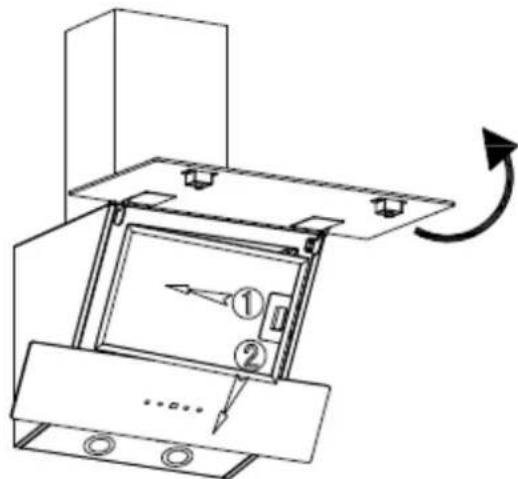 Diagram of a device with labeled parts and directional arrow indicating rotation or movement