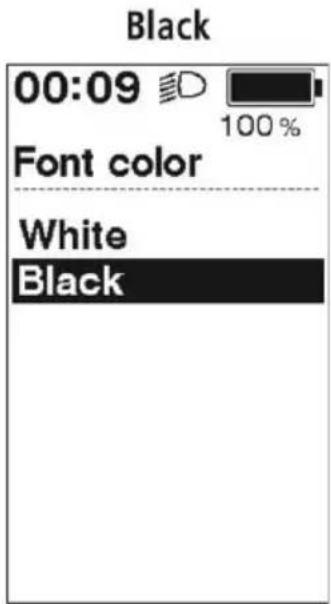 Black 00:09 100 % Font color White Black