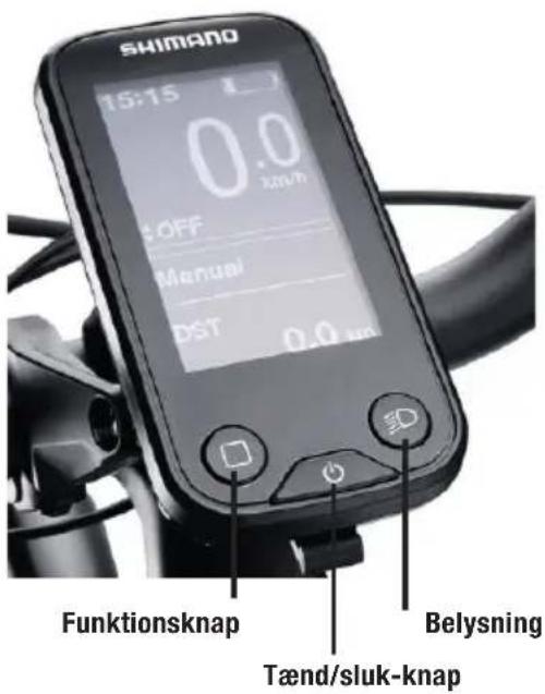 SHIMANO 15:15 0.0 OFF Manual DST 0.0 mm Funktionsknap Belysning Tænd/sluk-knap