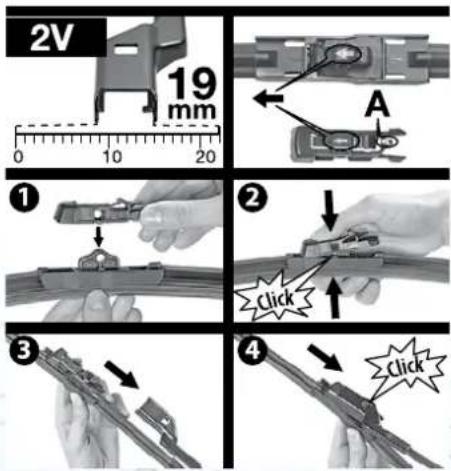 2V 19 mm A ① ② click ③ ④