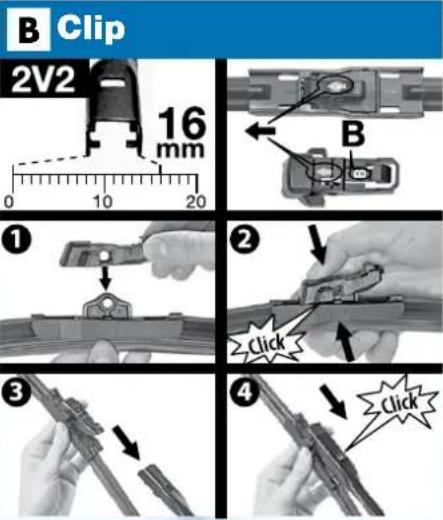 B Clip 2V2 16 mm 0 10 20 B ① ② Click ③ Click ④
