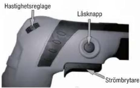 Hastighetsreglage Låsknapp Strömbrytare