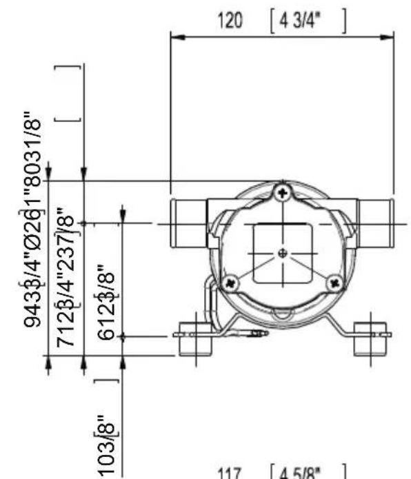 943\( \frac{1}{4} \)/4"Ø26\( \frac{1}{4} \)"8031/8" 712\( \frac{1}{4} \)/4"237\( \frac{1}{8} \)" 612\( \frac{1}{8} \)" 103\( \frac{1}{8} \)" 120 [4 3/4"] 117 [4 5/8"]