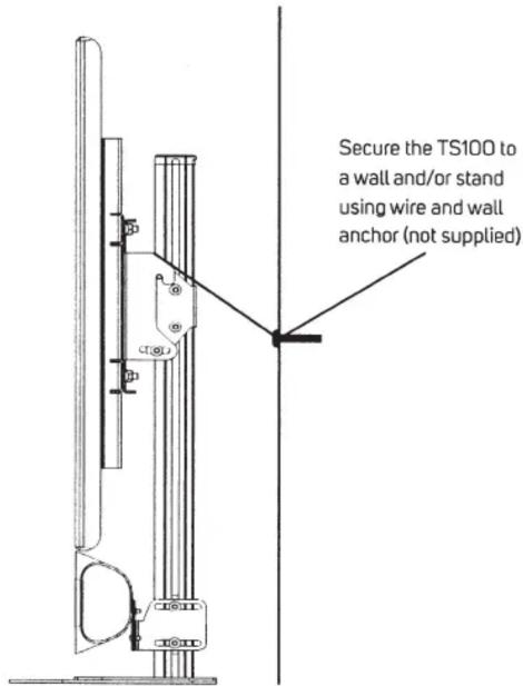 Secure the TS100 to a wall and/or stand using wire and wall anchor (not supplied)