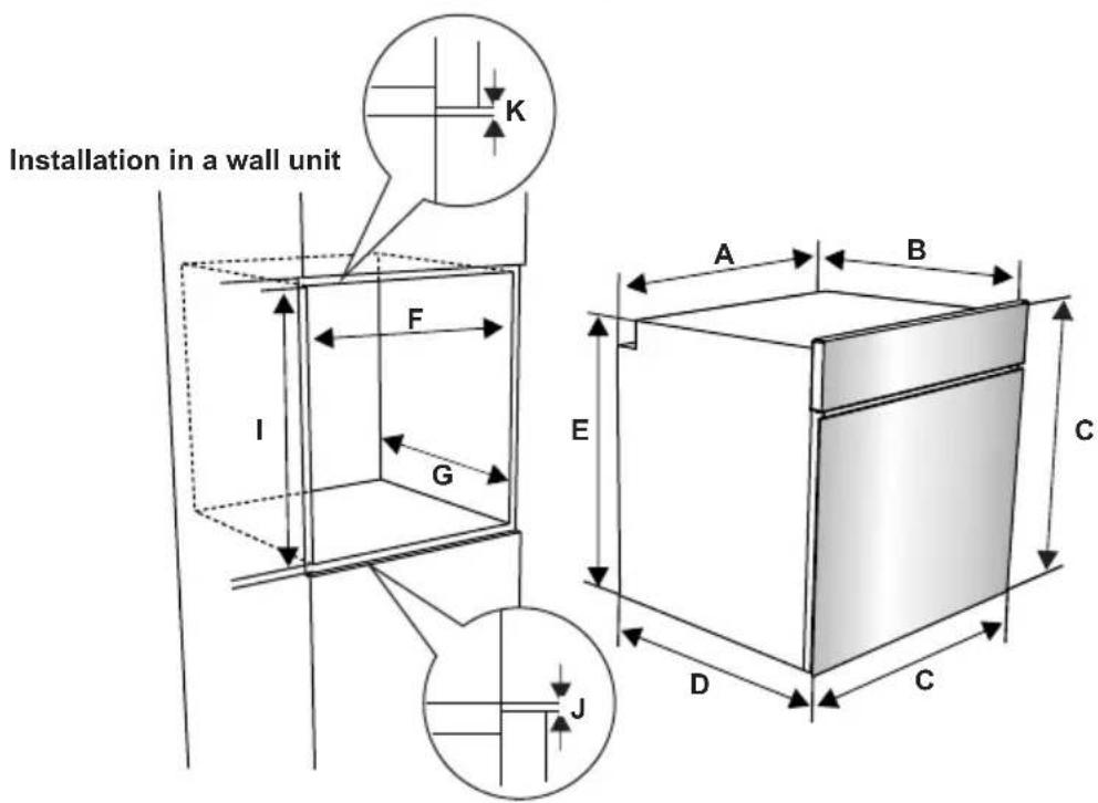 Installation in a wall unit K F I G A B E C D C J